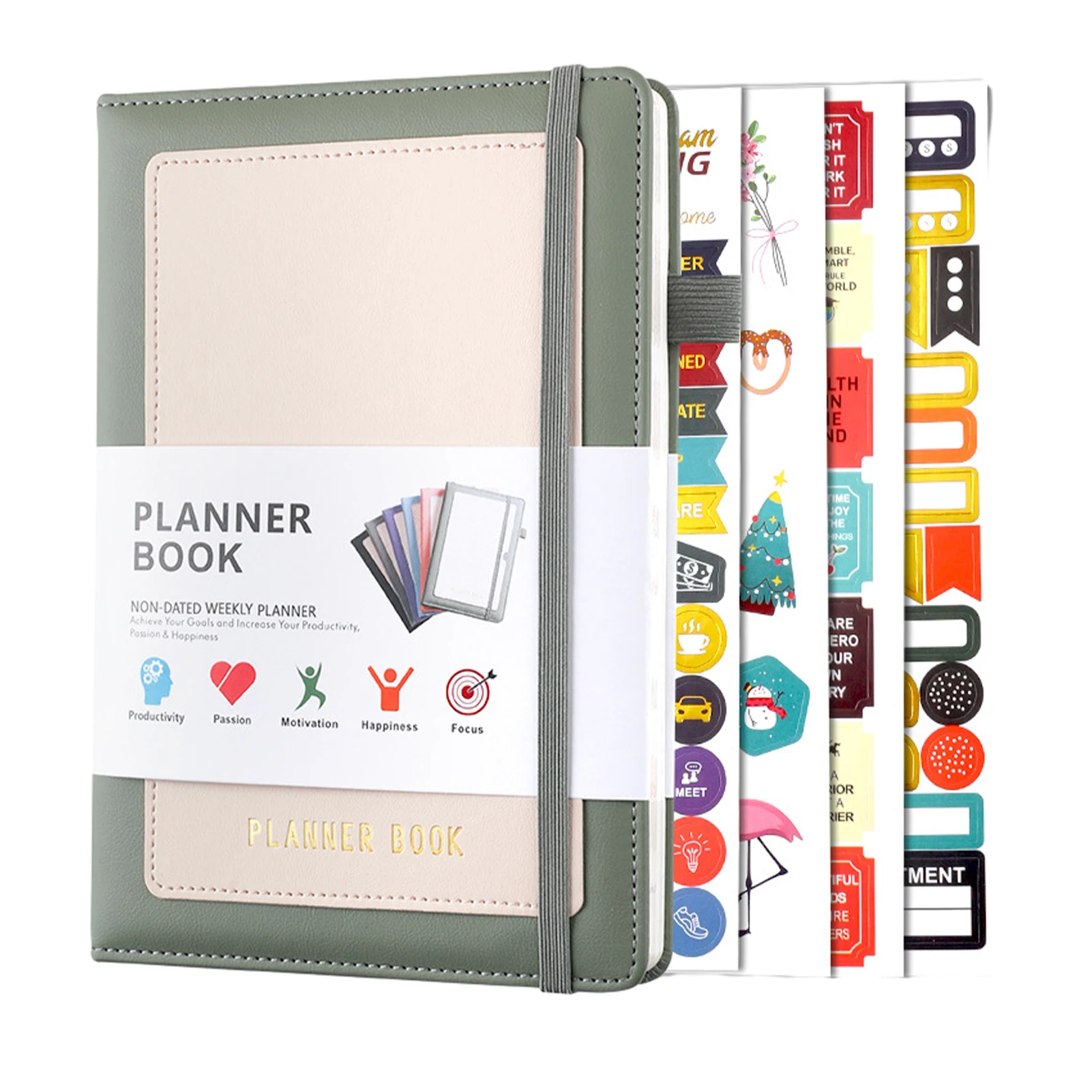 PU Capa de Couro Notebook para Homens e Mulheres, A5 Planejador, Bolso Interno, Bloco de Notas do Escritório, Semanal, Mensal, Diário, Memorando, Student Writing