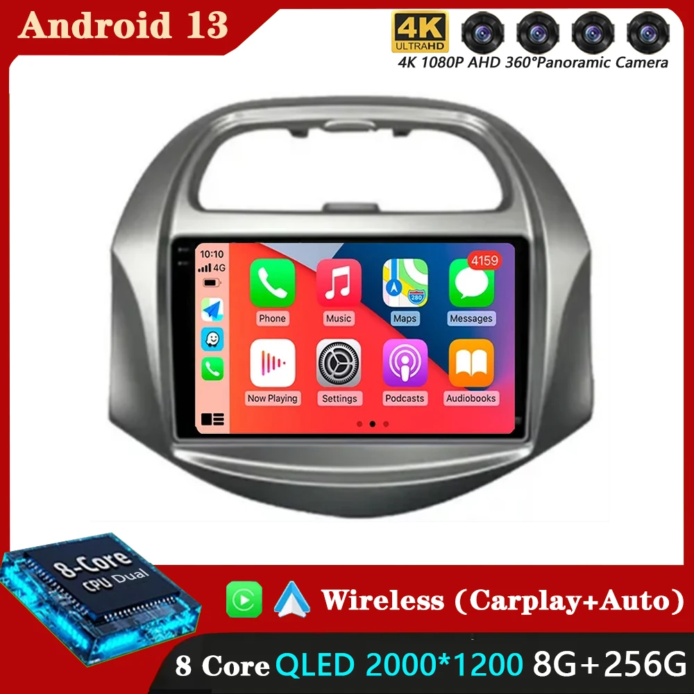 

9 Inch Android 13 For Chevrolet SPARK BEAT 2018 - 2019 Car Radio Video WIFI 2K DSP Navigation GPS ADAS Multimedia AHD BT No 2din