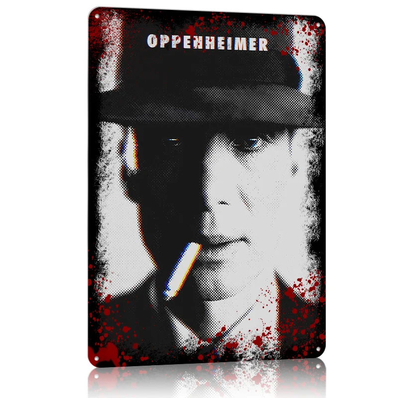 Oppenheimer الفيلم المعادن المشارك خمر الديكور غرفة المعيشة مخصص الألومنيوم علامات معدنية لجدار الفن الديكور ديكور المنزل
