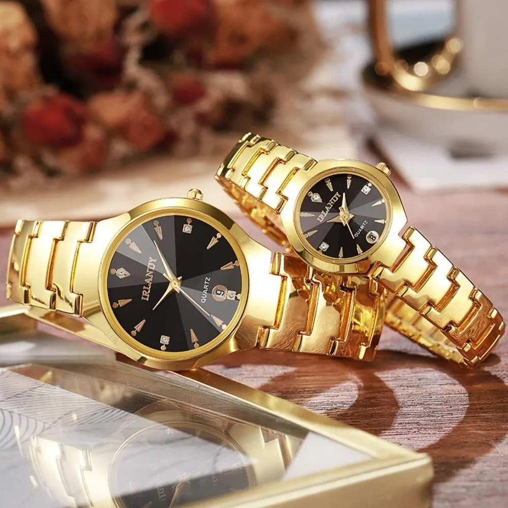 Jam Tangan Wanita Fungsi Kalender Jam Tangan Pasangan Tali Sederhana yang Dapat Disesuaikan Jam Tangan Kuarsa Sabuk Baja Jam Tangan Kuarsa Pria Wanita