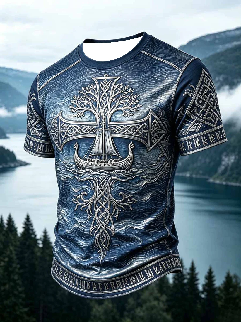 Summer 2027 Best-selling Men's Football Training Shirt in Viking Style 3D Printed Breathable T-Shirt for Family Use Kids