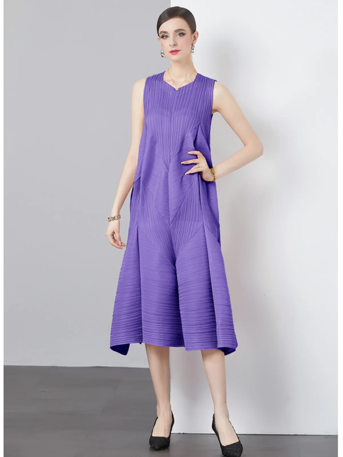 Miyake Pleated Original Quality Heavy Industry Pleated Vest Bud Dress Summer 2024