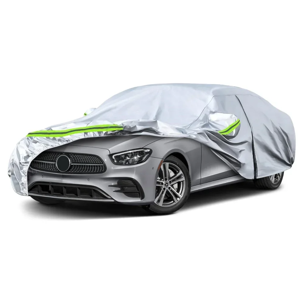 

Car Cover For Mercedes BenzE-Class2006-2025Silver All Weather With Zipper Door Windproof Band For Snow Rain Dust Hail Protection