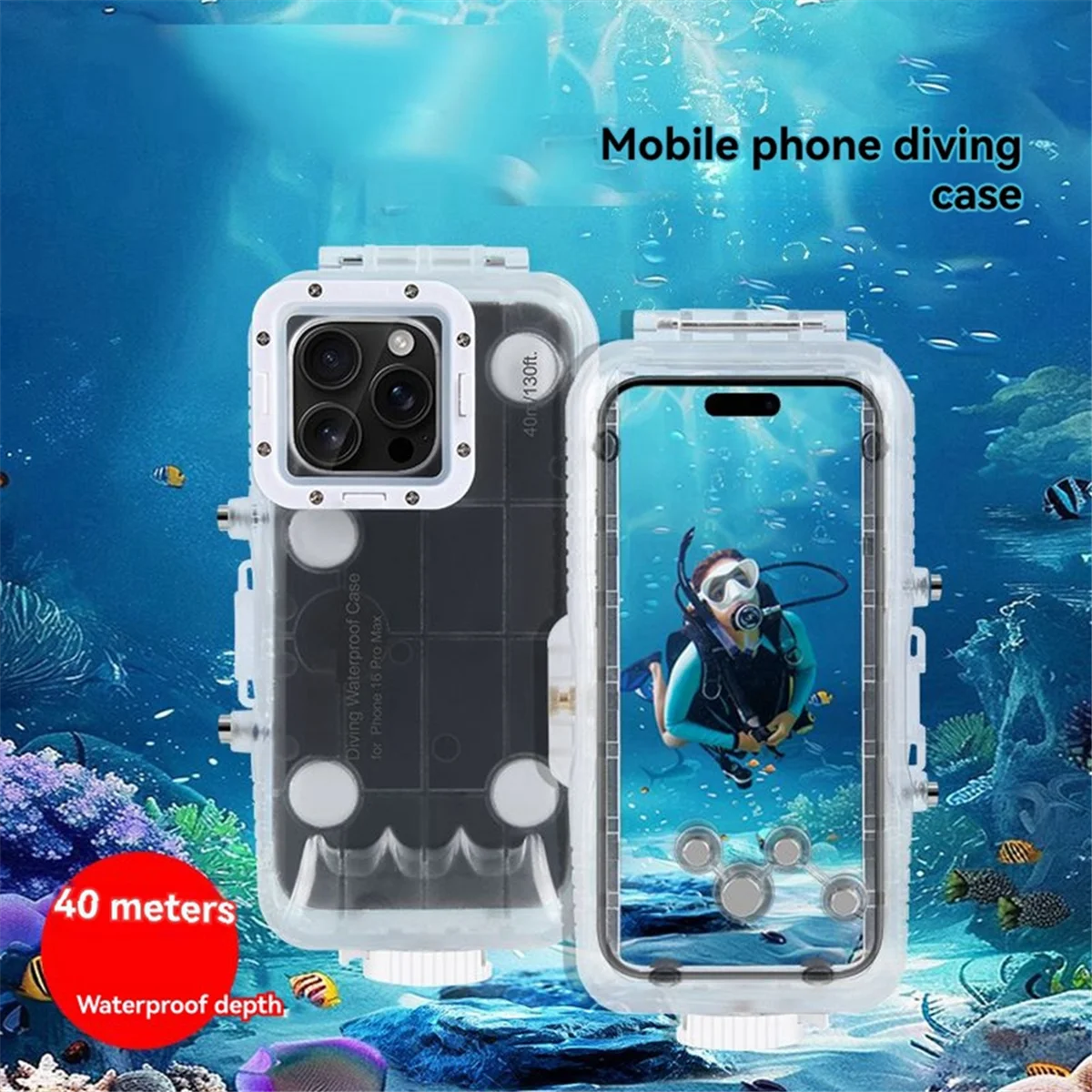 

Waterproof Diving Case for 16 Pro Max 40m/130ft Photo Video Taking Underwater Housing Shell Cover