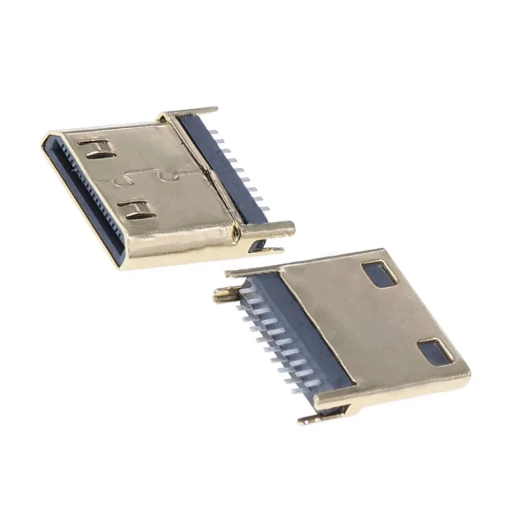10 sztuk Mini HDMI kompatybilny męski żeński złącze SMD 19 pin Reflow lutowane kątowe powierzchni kopiec PCB Rohs gniazdo — zdjęcie 7