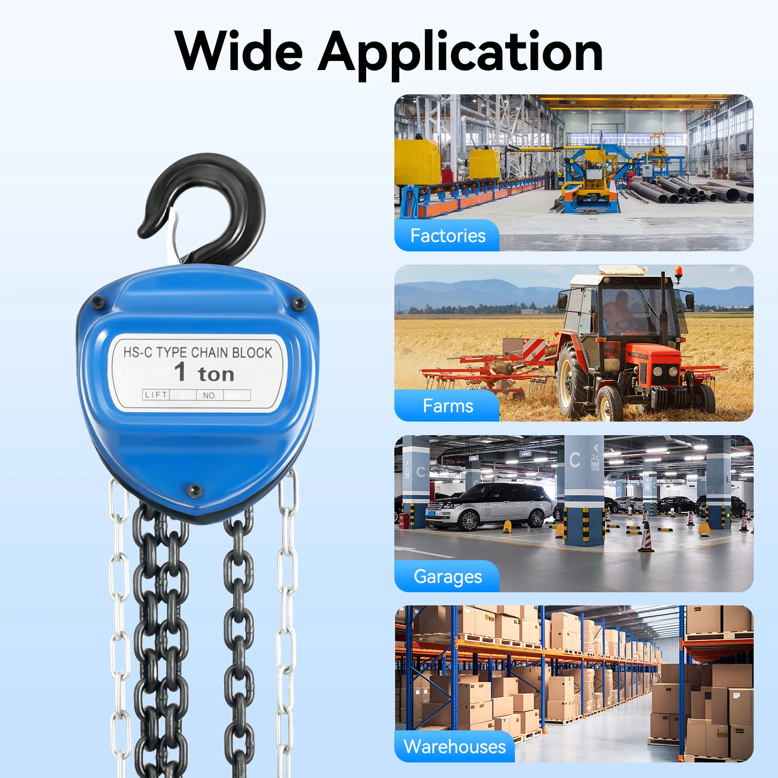 Chain Hoist 1000KG Lifting Capacity G80 Manganese Steel Alloy for Heavy Industry Warehouse