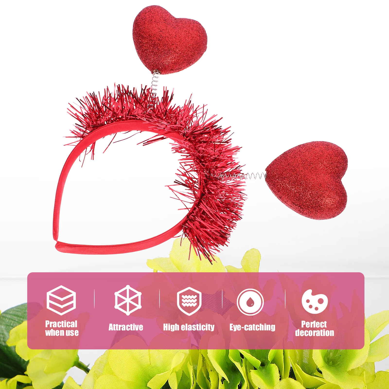 

2pcs Heart Shaped Hair Hoops Romantic Valentine Accessories Red SuppliesMaterial Selfie Photo Props