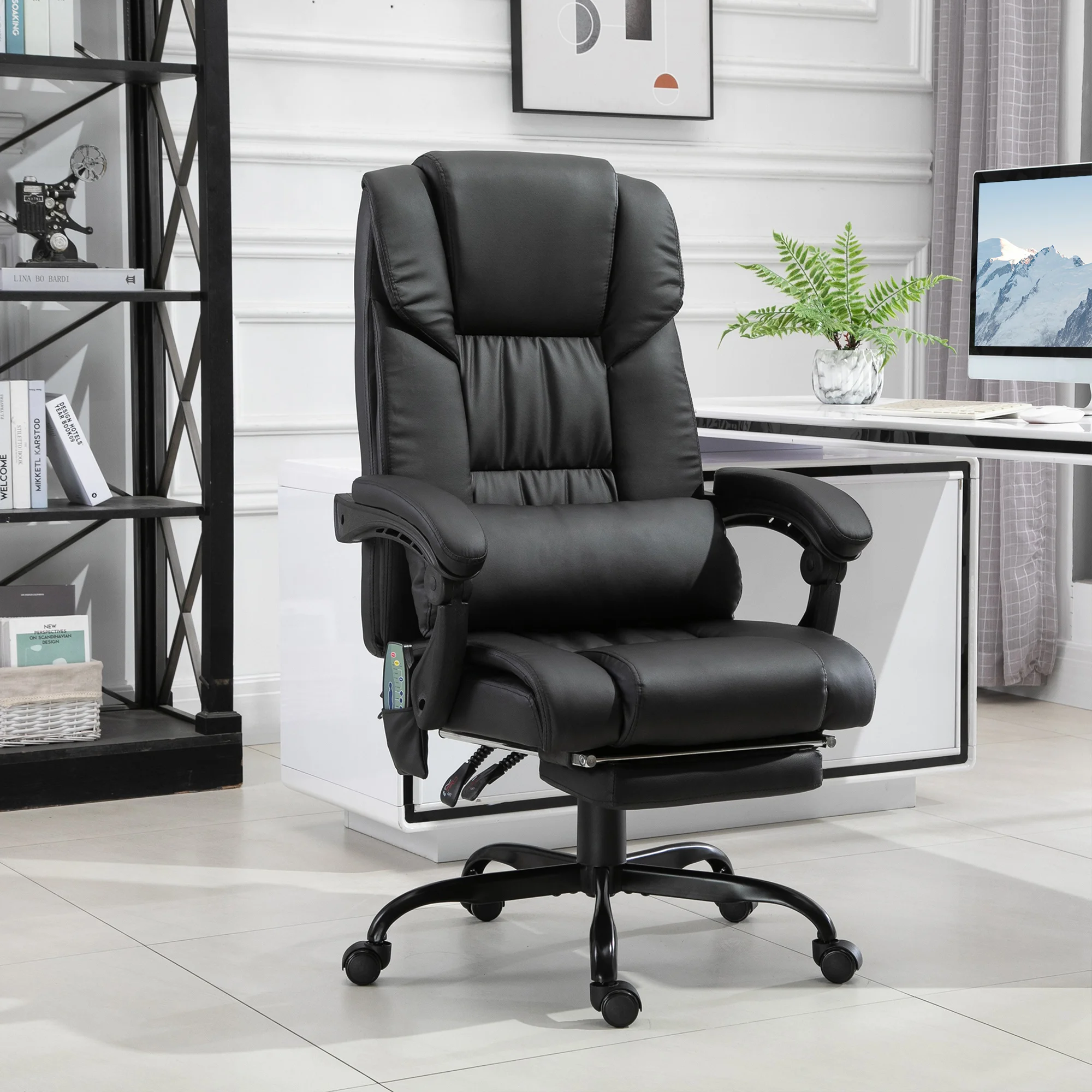 Vinsetto High Back Vibration Massage Office Chair, Heated Reclining Pu Leather Computer Chair with Adjustable Height and Remote