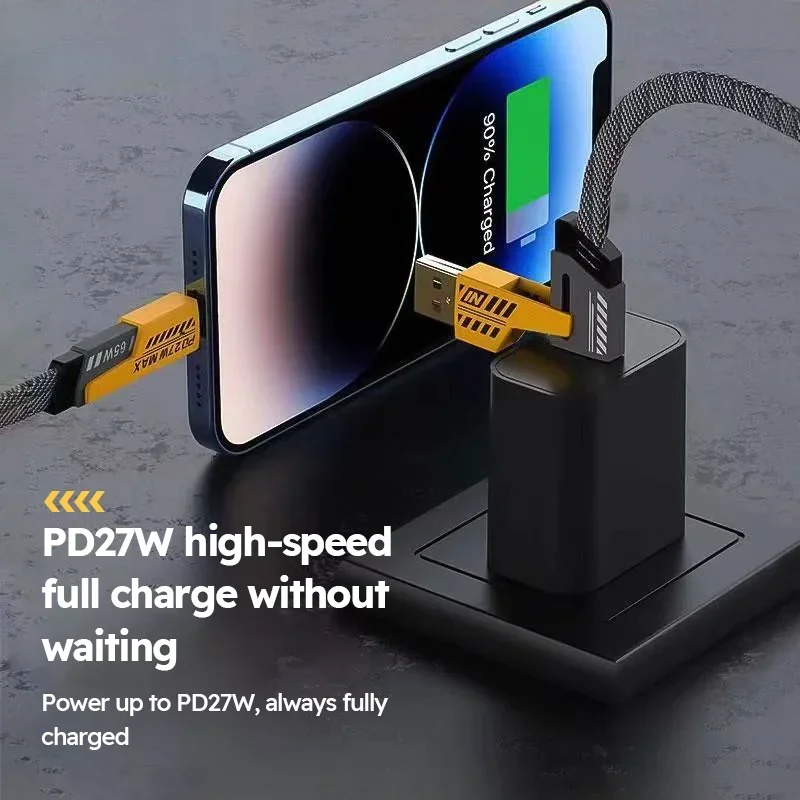 6Pcs 4 in 1 65W Fast Charging USB cable Type C Usb Micro For Iphone Samsung Huawei Xiaomi Multi Port Multiple Charging Wire
