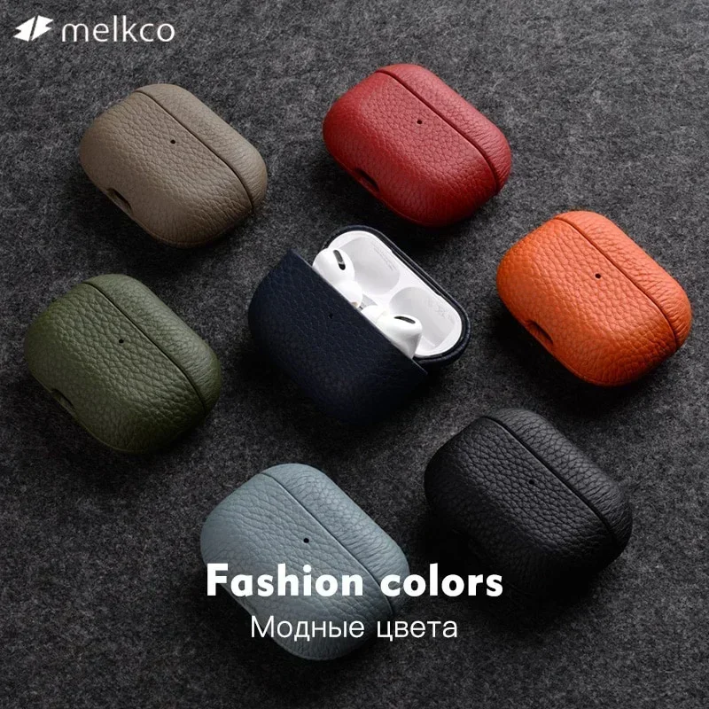 Melkco 100% Oryginalne Skórzane Etui z Skóry Bydlęcej na Airpods Pro 3 2 Pro3 Premium Pokrowiec na Słuchawki do AirPods 4 3 Pro 3 2, Etui Biznesowe — zdjęcie produktu 3