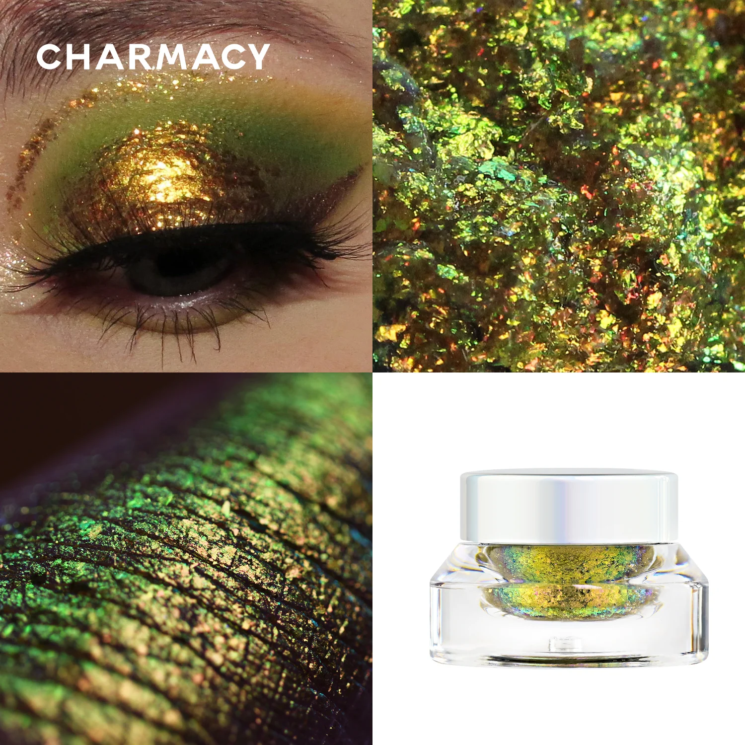 CHARMACY Multichrome Glitter Professional Gel Eyeshadow Long-lasting Vegan Highly Pigment Chameleon Eye Shadow Make Up Cosmetics