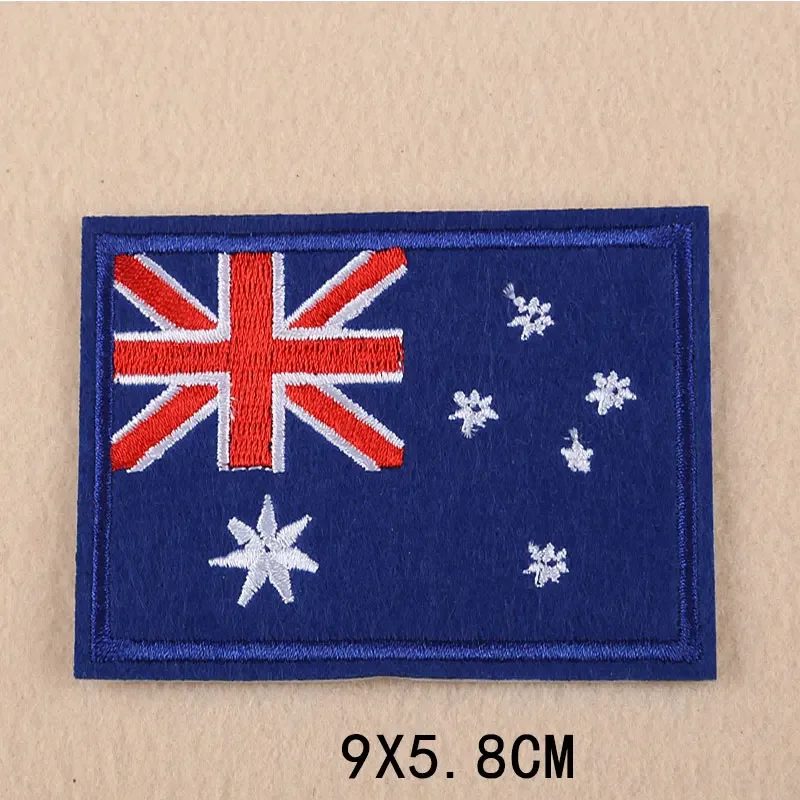 US Australia China England Flag Embroidery Patches for Clothing Iron on Clothes Jeans Bag Appliques Badge Stripe Sticker Craft