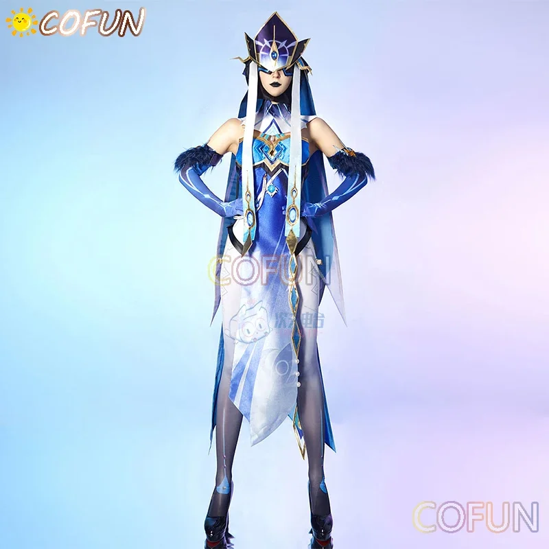 

COFUN Game Genshin Impact Fatui Mirror Maiden Косплей Костюм Хэллоуин Зеркало Дева Косплей Genshin Одежда Женский Костюм Униформа