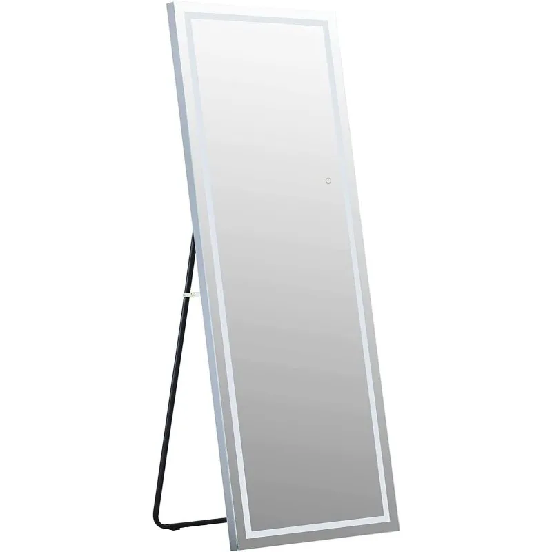 Espejo de longitud completa con luces LED, longitud de cuerpo completo, iluminado, táctil, 65 "x 22"