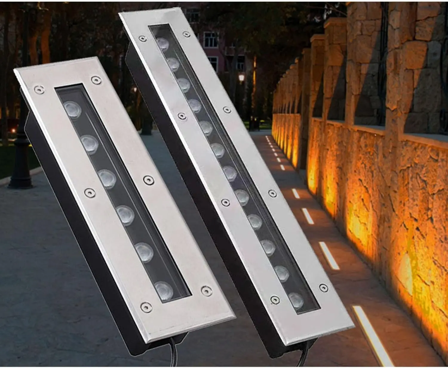 IP67 Waterproof Rectangular Linear Recessed Underground LED Light Outdoor Garden Walkway Pathway Landscape Spotlight