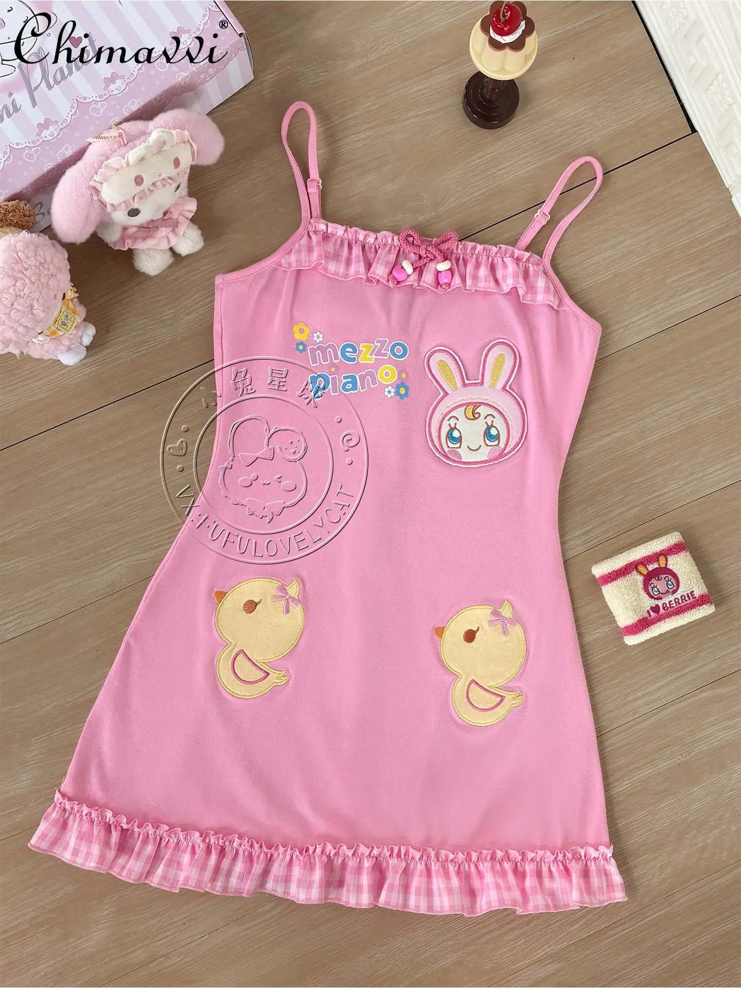 

Japanese Style Cute Piano Rabbit Swimsuit Pink Little Duck One-piece Suspender Skirt Daughter's Clothing 2026 Summer New
