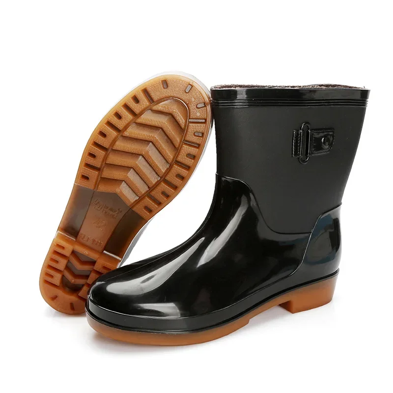 New Men's Fashion Non-slip PVC Rain Boots Outdoor Waterproof Rainboots Male Kitchen Work Boots Water Shoes Wellies Boots