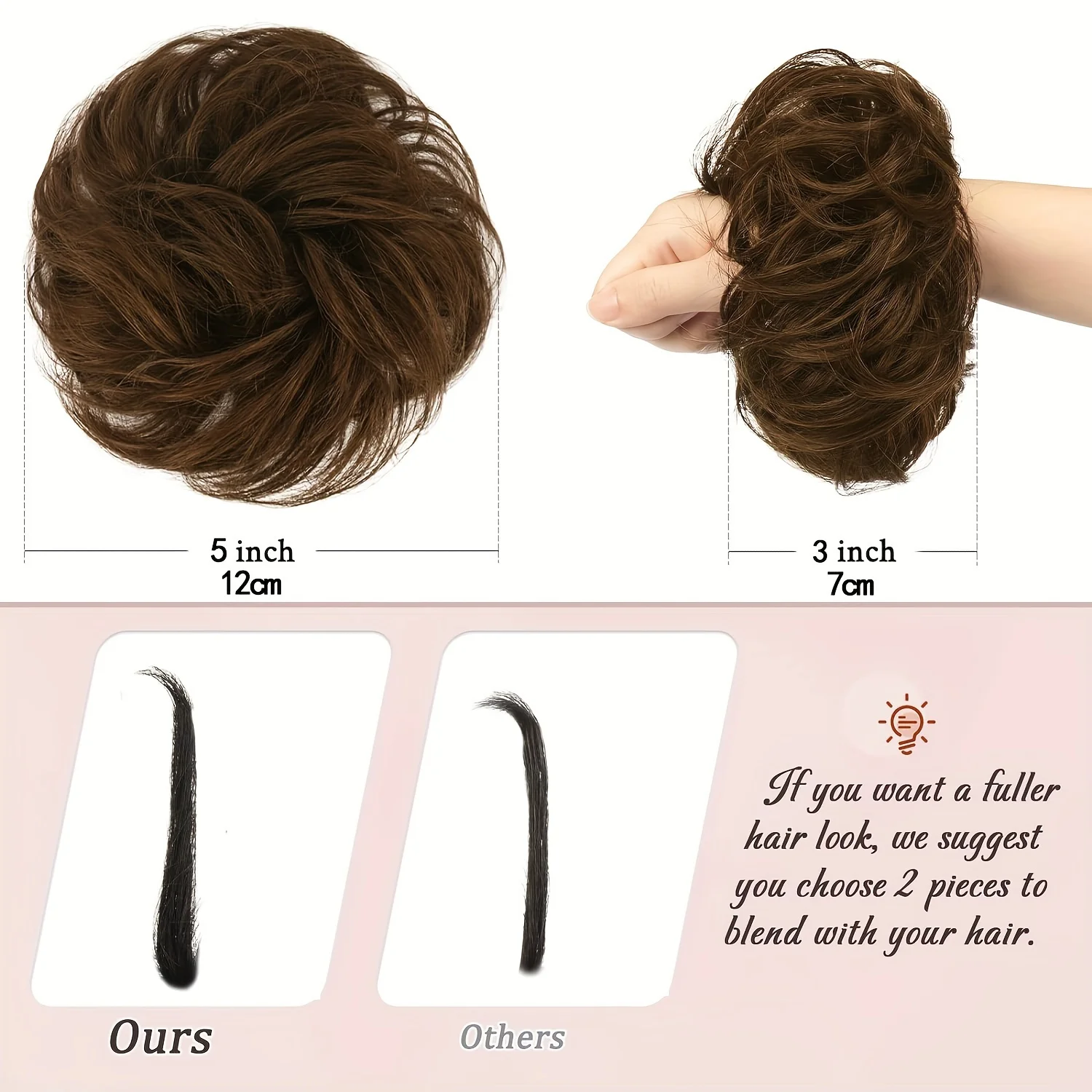 Chignon désordonné 100% cheveux humains, extension de queue de cheval, morceaux de cheveux bouclés, vrais cheveux humains, chouchous, chignon Updo