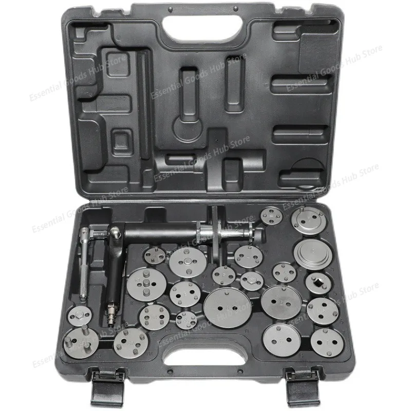 23-piece pneumatic brake pad disassembly and replacement tool set, disc brake caliper adjustment group and return adjuster