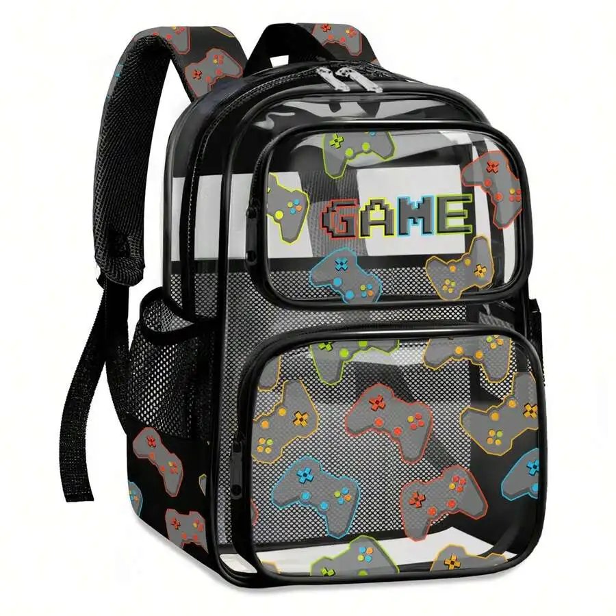 Clear Backpack For Boys And Girls,Kids Clear Backpacks For School,Heavy Duty Transparent Bookbag Stadium Approved