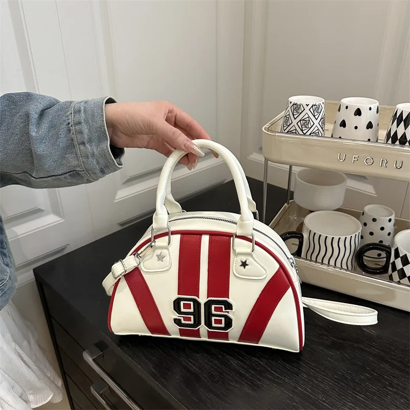 

Crossbody Bag Women's New Bowling Handbag Fashion Contrast Stitching Casual Fashion