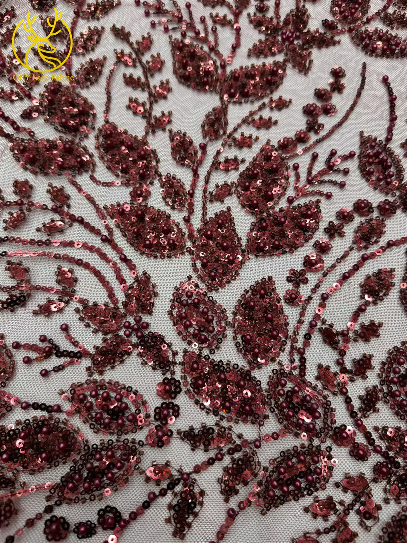 5 Yards grüner afrikanischer Spitzenstoff, hochwertige französische Pailletten, Perlenstickerei, Tüllspitze für nigerianische Frauen, Abendkleid – Detail 19