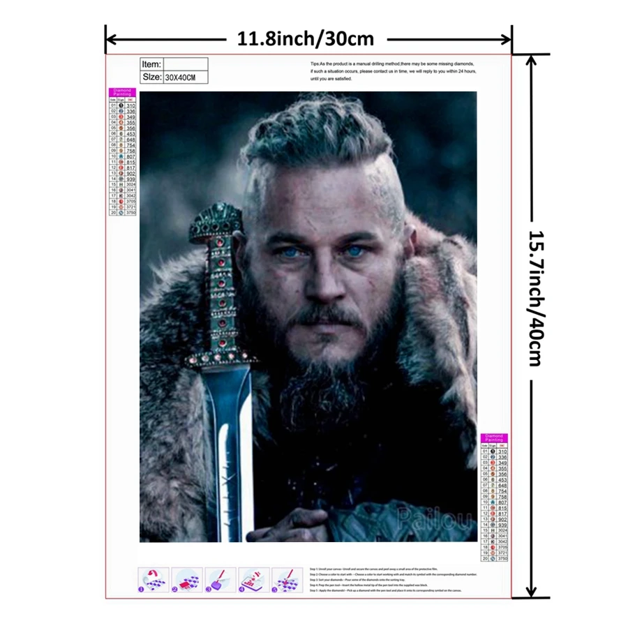 Nordic Vikings Tv Show Diamond Art Painting Ragnar And Floki Portrait Embroidery Cross Stitch Handmade 5D Diy Gift Decor