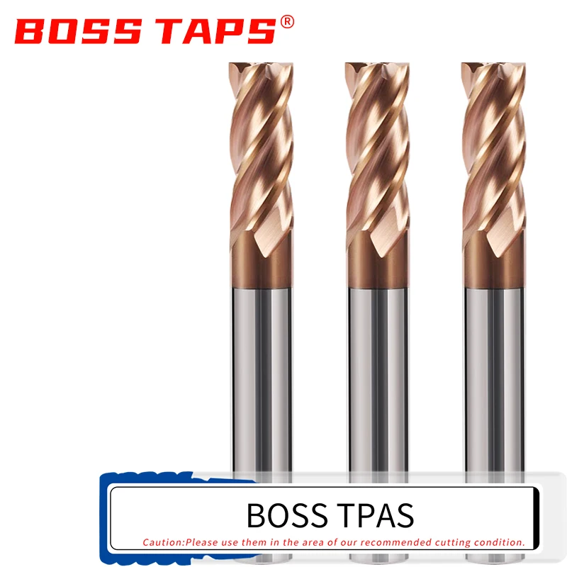 

BOSS TAP 2F 4F Carbide End Mill 1.1mm -25mm CNC Cutter Mini Tool 4 Flute Metal Steel Wood Cutter ISO