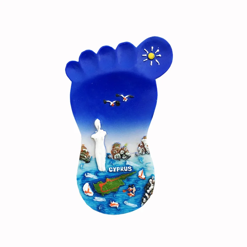 

Fridge Magnet Personalized Cyprus Footprint Resin Decoration Crafts Tourism Souvenir Message Post