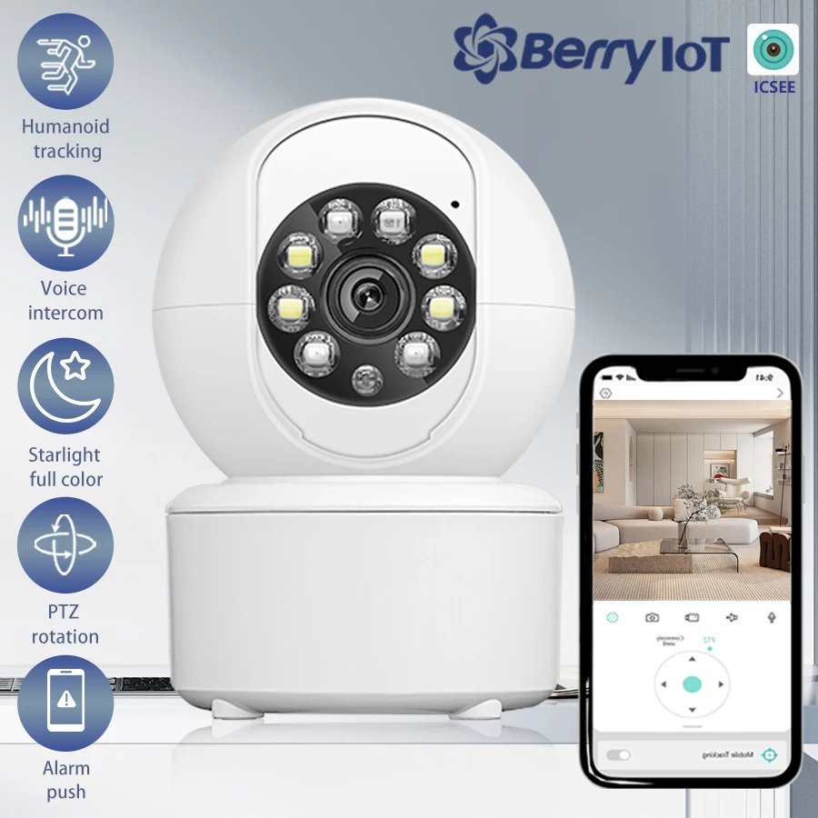 1080P Wireless WiFi Security Camera Home CCTV baby Monitor Full-Color Night Vision Automatic Tracking Two-Way Audio ICSEE
