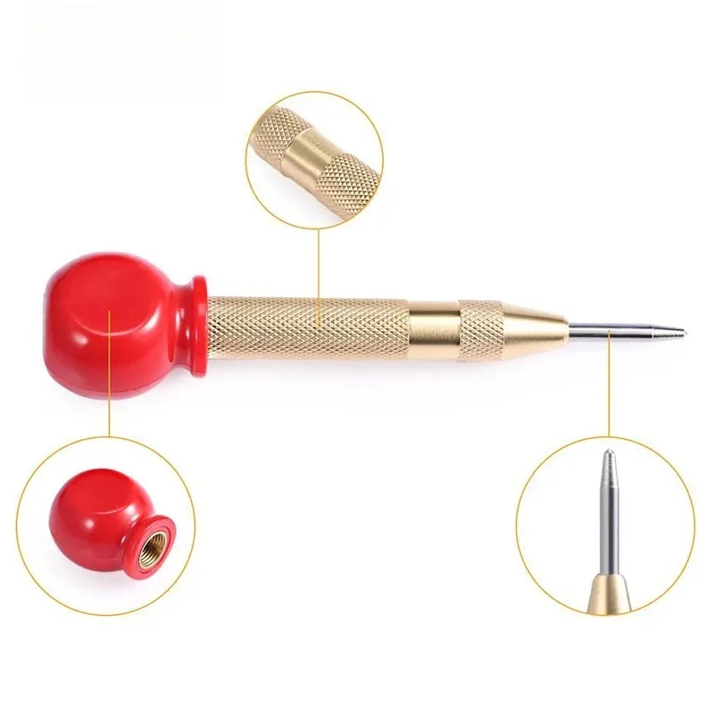 5 Inch Automatic Center Punch - Spring Loaded, High Speed Steel Handle | For Marking & Starting in Metal Drilling