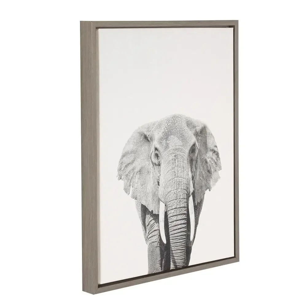 Elephant Portrait Framed Canvas Wall Art 18x24 Black & White Simon Te Tai Gallery Wrapped