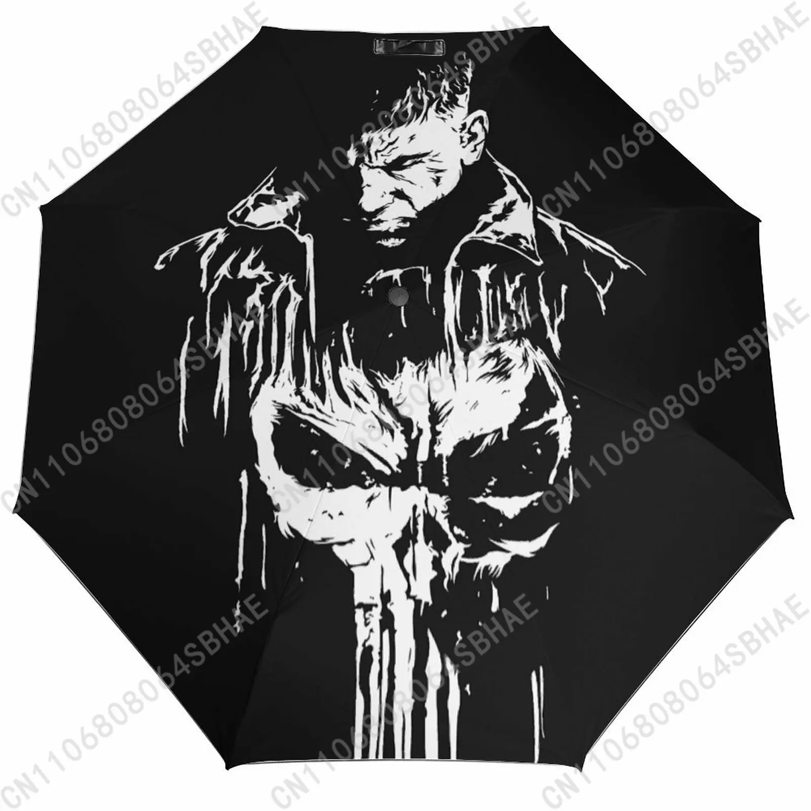 

Marvel The Punisher Automatic Foldable Umbrella One Button Umbrella with Black Coating Umbrella with Matching Pouch Cosplay