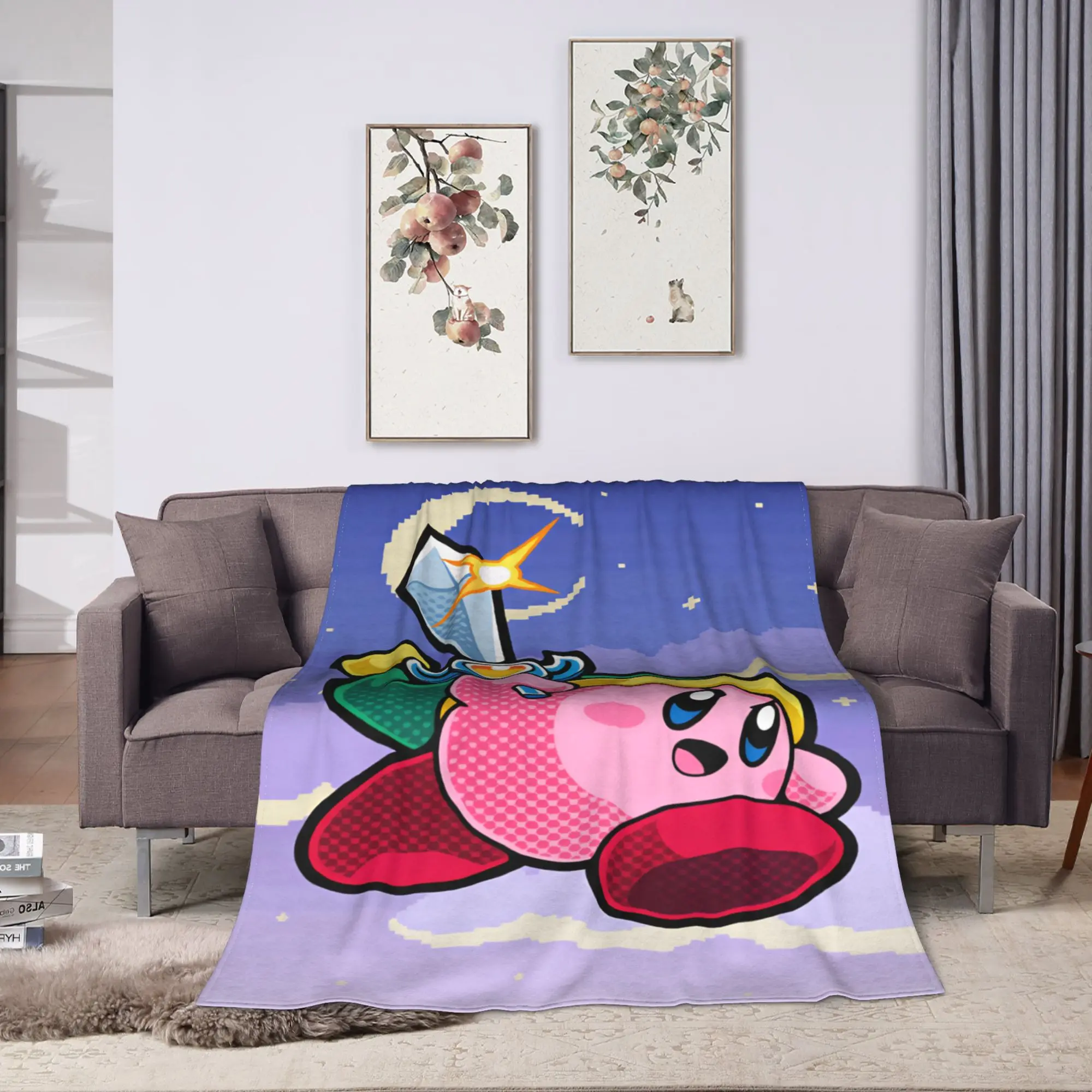 K-Kirbies  Warm Soft Blanket  Airplane Travel Plush Throw Blanket Pattern Bedroom Flannel Bedspread Sofa Bed Cover