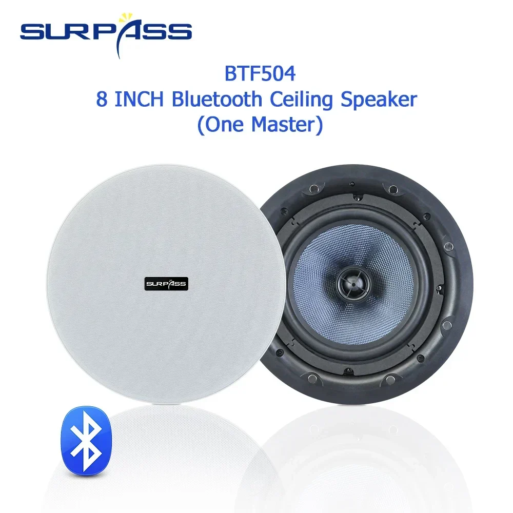 Ceiling Bluetooth Speaker 8 Inches 50W Audio Speakers Built-in Class D Digital Amplifier in Ceiling Speaker System for Bathroom