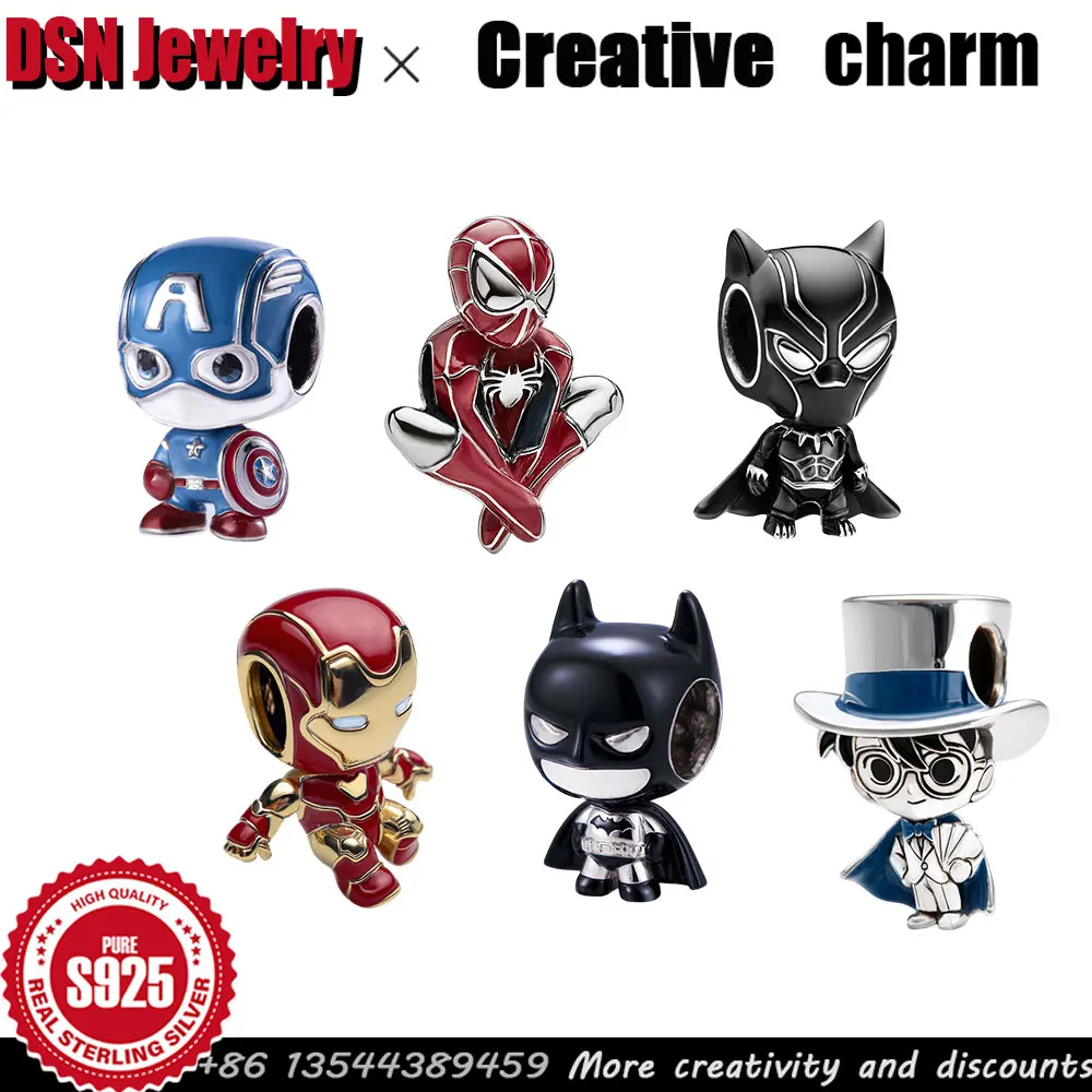 

DSN креативный серебряный шарм 925, подвеска «Марвел Мстители, Железный человек», настраиваемые бусины, подвески в виде супергероев, женские ювелирные изделия, подарки