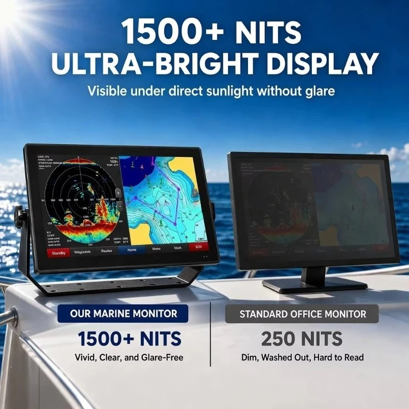 New 18.5 4K Marine IP67 Waterproof 1500 Nits Sunlight Readable LCD Display Fish Use