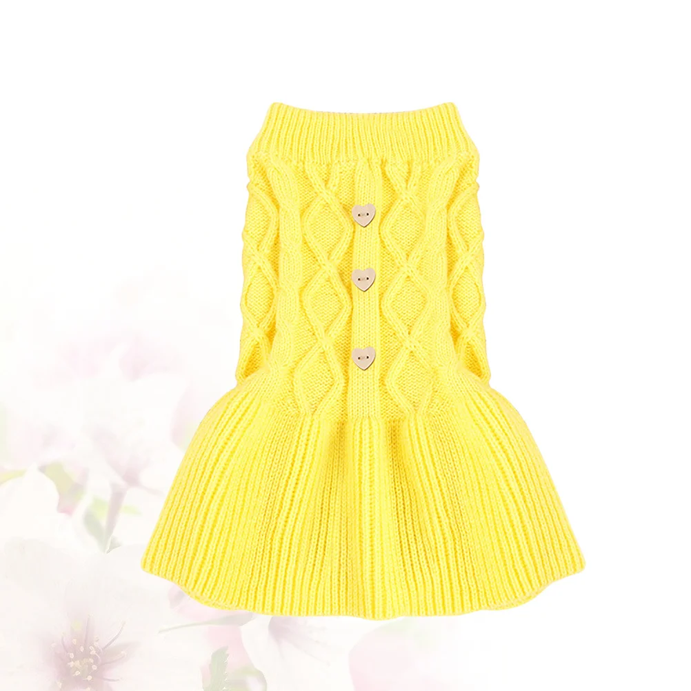 

Small Dog Clothes Spring Sweater Dresses for Puppies Puppy Outfits Yellow Pet Apparel