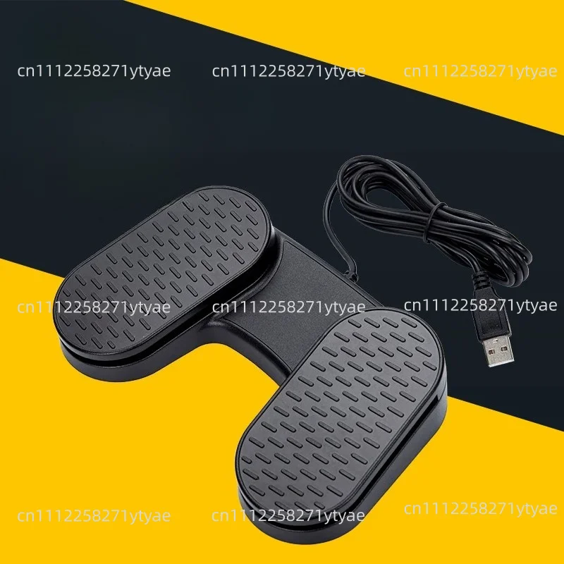 Dual USB Game Foot Pedal Switch, Metal Pedal Supports Keyboard & Mouse Simulation