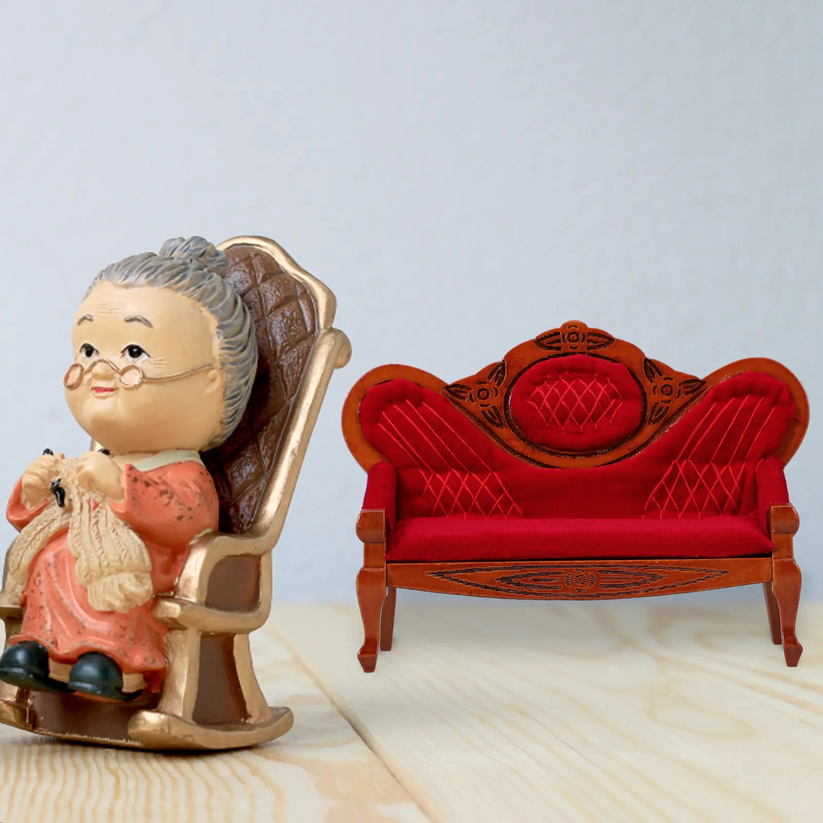 

Miniature Sofa Ornament Lifelike Compact Birch Mini House Sofa Decor Photo Prop for DIY Room Arrangement Mini House Decor