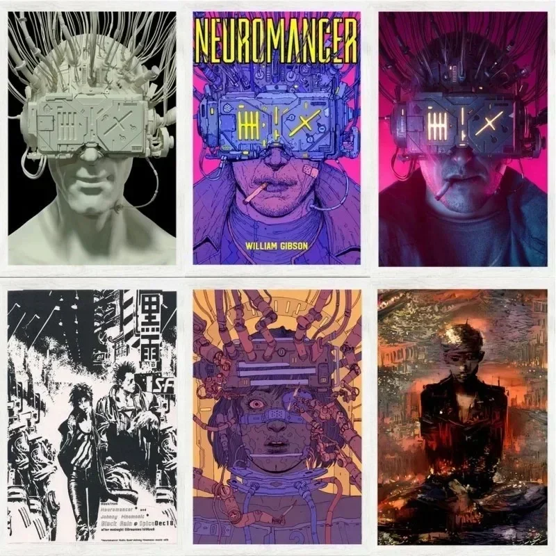 قماش اللوحة ويليام جيبسون فيلم Neuromancer الفيلم الكلاسيكي الخيال العلمي الفن خمر ستار ملصق جدار غرفة نوم غرفة المعيشة ديكور المنزل #1