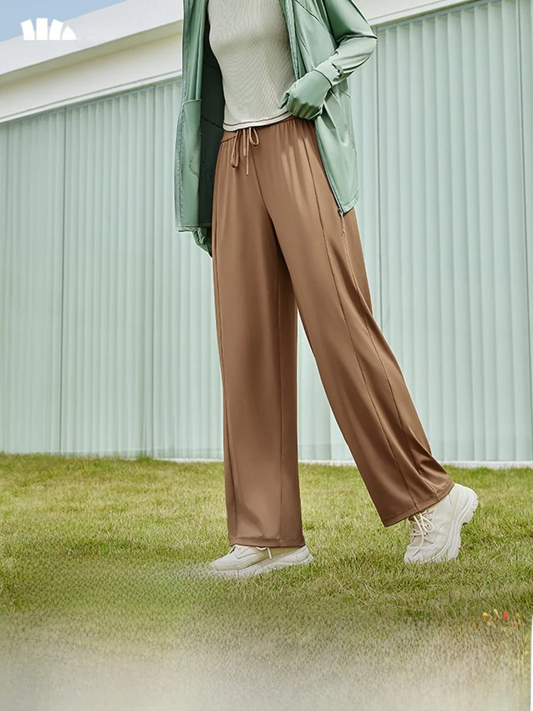 

Женские широкие брюки Banana Le из ледяного шелка, струящиеся, свободного кроя, с защитой от солнца, модные повседневные длинные брюки