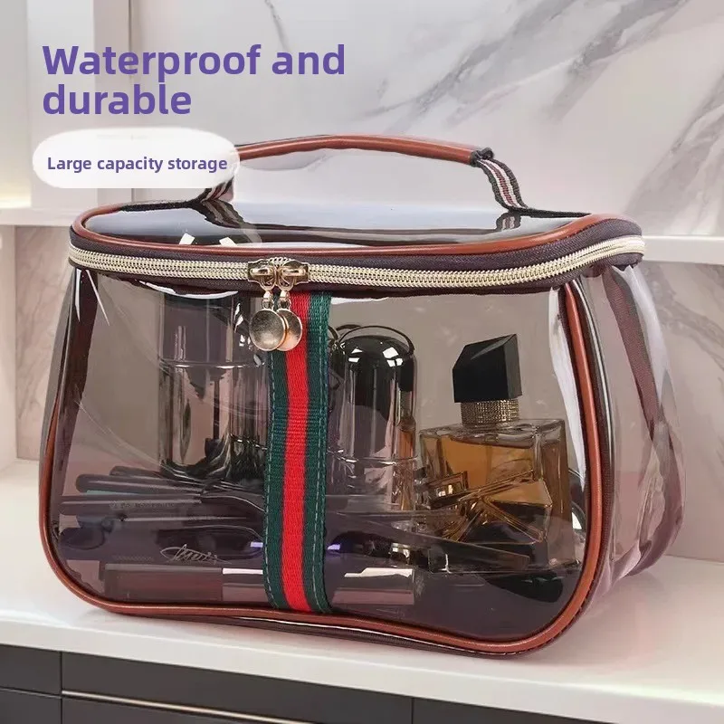 Transparente Große Wasserdichte PVC-Kosmetiktasche Tragbare Toilettentasche Luxuriöse Handliche Kosmetiktasche – Detail 1