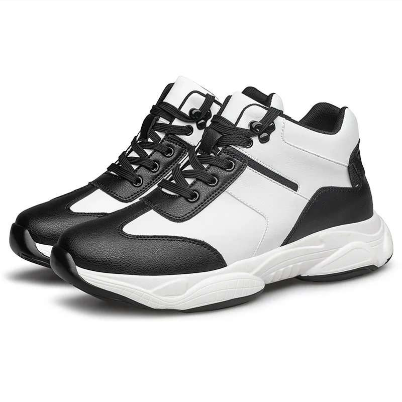 

2025 Men's Leather Sneakers Men's Height-enhancing Casual Shoes Warm and comfortable, light and versatile