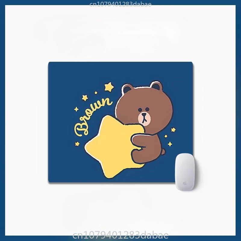 

New Brown Bear Small Portable Pu Leather Mouse Pad Cute Cartoon Desk Non-slip and Dirty-resistant Mouse Pad Dormitory Mouse Pad