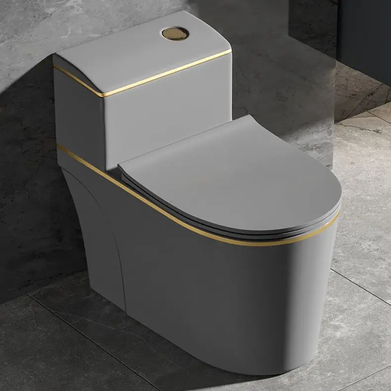 Luxury One-Piece Ceramic Gold White WC Dual-Flush Modern Inodoros for Bathroom Toilets for Washroom Gold Line