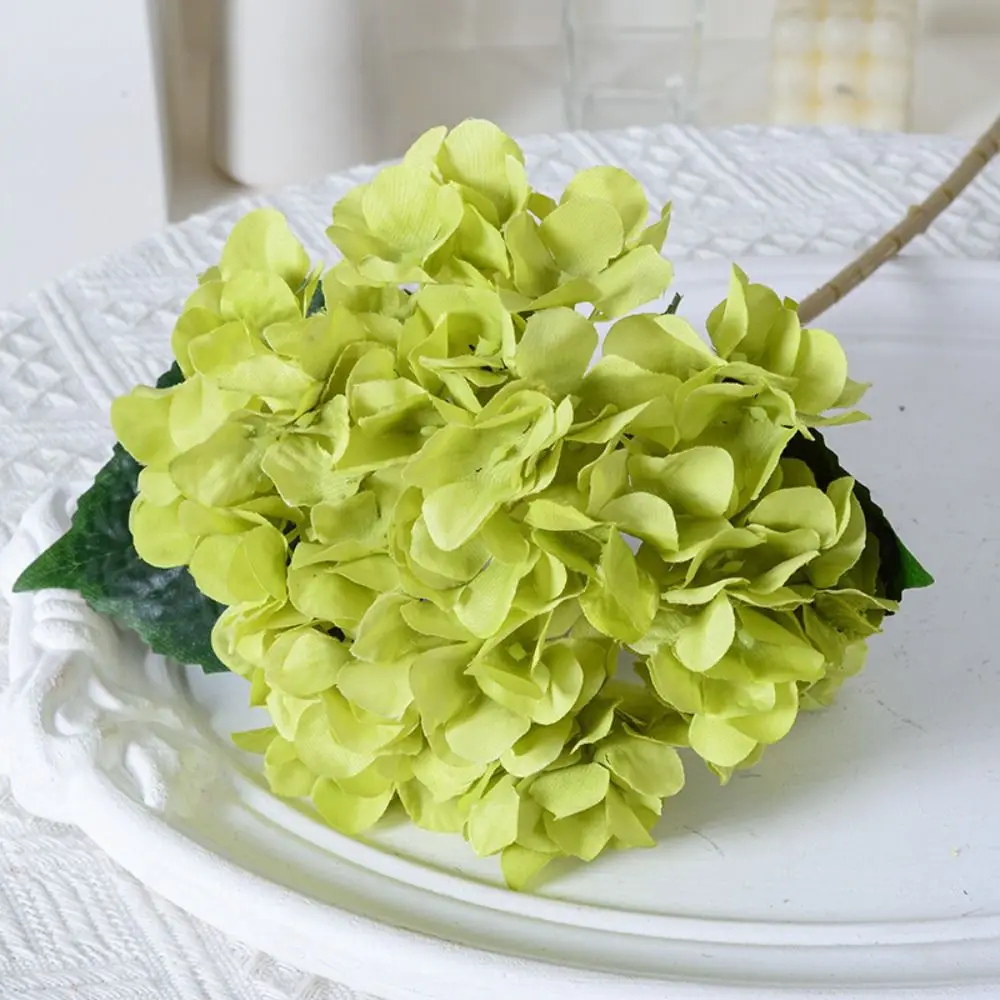 45CM Flower Bouquet Blue Artificial Hydrangea With Leaves Realistic Colorful Home Decor