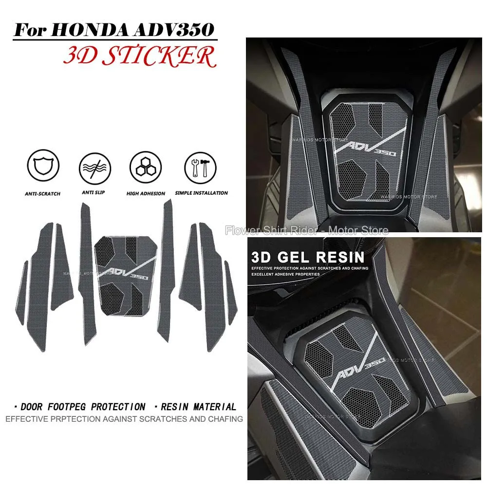 For HONDA ADV350 ADV 350 2022 2023 Motorcycle 3D Resin Sticker door footpeg Tank Pad Anti Scratch Decal Non-Slip TankPad