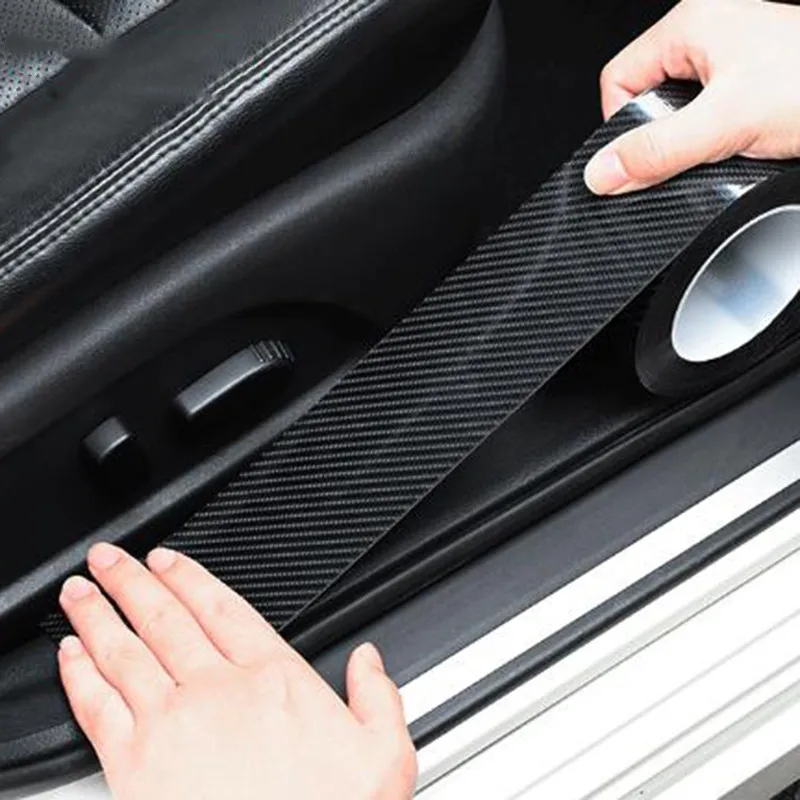 3D Carbon Fiber Car Sticker, DIY Paste Protector Strip, Auto Door Sill Side Mirror, Anti Scratch Tape, impermeável Protect Film, 10 m, 5m