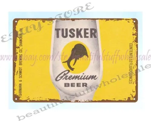 1960s Tusker Premium Beer Fuhrmann & Schmidt Brewing Co Shamokin PA tin sign